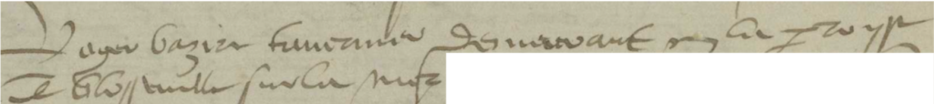 Roger Bazire tenancier demeurant en la paroisse de Blosseville sur la mer. Document daté du 08/02/1549, extrait du tabellionage de Rouen (ADSM, 2E1/399, vue 270)