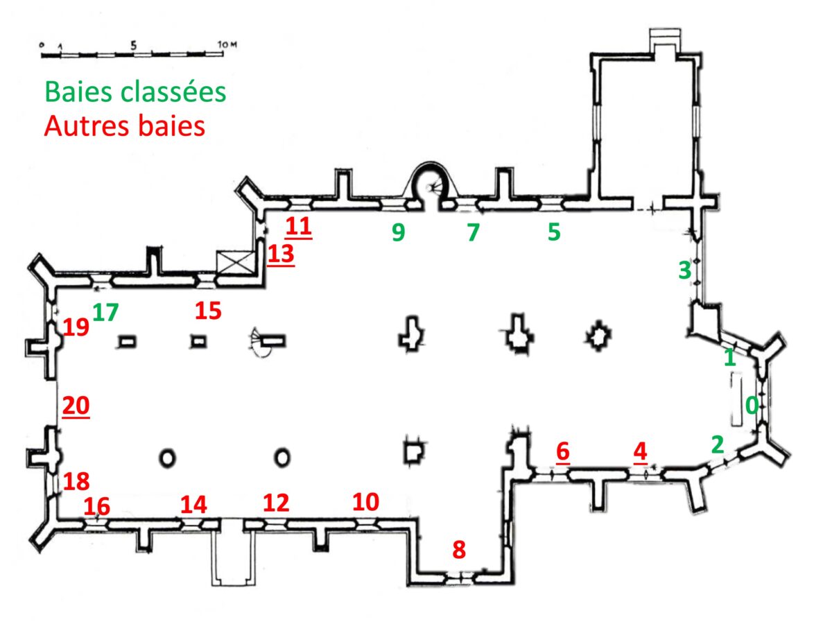 Vitraux Plan des 20 baies