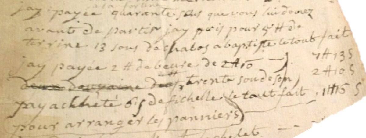 Extrait de la lettre de 1793, donnant des exemples d'achat avec le prix des biens achetés