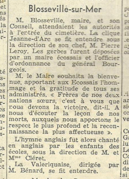 Article donnant le déroulement de la commémoration de 1946 pour les soldats britanniques