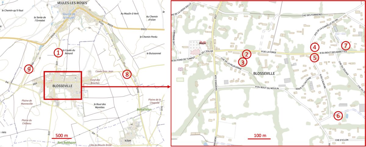Plans destinés à montrer les lieux peints par Camille marchand